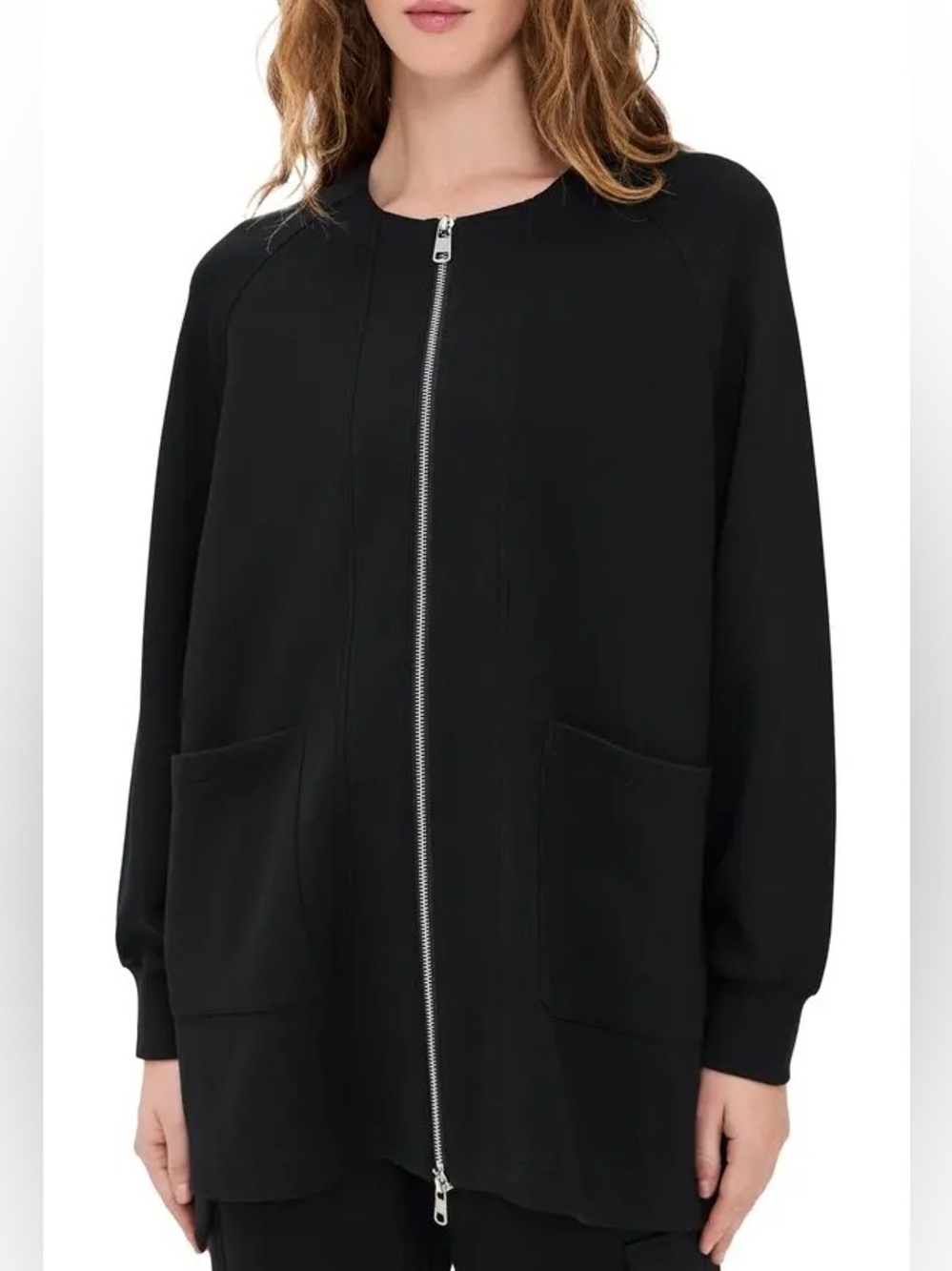 Anthropologie VARLEY AUGUSTA ZIP-UP SWEATSHIRT Black Classic Jacket Lightweight